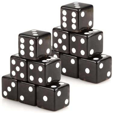 Imagem de Adecortalk 12 Pcs 19 mm Casino Dice Acrylic Black Translucent D6 Dice 6 Sided with Square w/Rounded Edge for Casino Craps Table Game Night Board Games Teaching Math Supplies