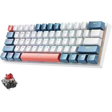 Imagem de Teclado para jogos, interruptor vermelho, 61 teclas (K500-B61), teclado mecânico com retroiluminação RGB Hot Swap USB-C com fio PBT para jogos de PC e trabalho