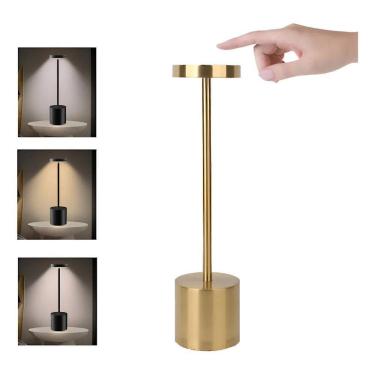 Imagem de Luminária Mesa Abajur Led Dimerizável Sem Fio Preto Dourado