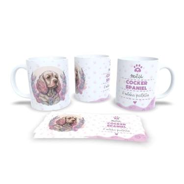Imagem de Caneca de Cerâmica Beagle Apaixonado, Branca, 325ml, Decorada com Flores e Patas, Tema Amor Canino (13187)
