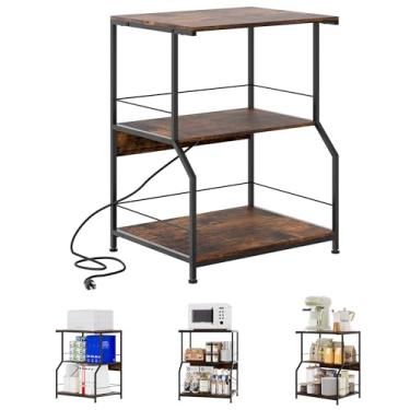 Imagem de Solinxe Suporte de impressora, organizador de revistas, armário de mesa, suporte de 2 níveis para escritório em casa, escola (marrom rústico)