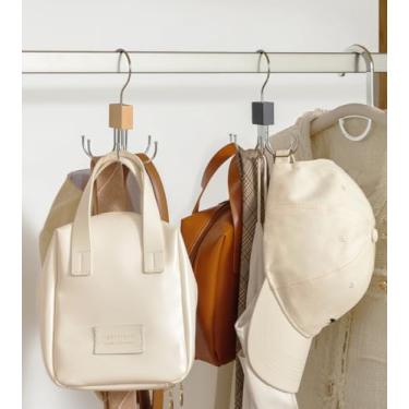 Imagem de 6 ganchos giratórios, organizador giratório de metal resistente, suporte de parede de porta que economiza espaço para entrada, armário, loja de varejo, acabamento polido para casacos, chapéus