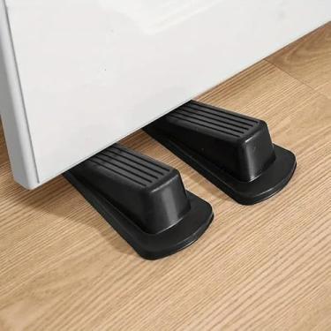 Imagem de 2 pacotes de batentes de porta de borracha, batentes de porta para parte inferior da porta para carpete porta resistente, para parte inferior da porta em azulejo, concreto, carpete (preto)