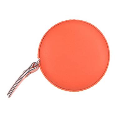 Imagem de Generic Fita métrica redonda retrátil 150 cm/60 polegadas capa de couro macio alfaiataria fita métrica tamanho bolso para corpo, tecido, medidas de costura, laranja