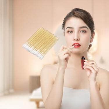 Imagem de 100 pincéis labiais de cristal com glitter, aplicadores de brilho labial descartáveis dourados, aplicadores de varinhas de batom, kits de ferramentas de maquiagem perfeitos