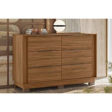 Imagem de Cômoda De Quarto Giardino C- 6 Gavetas E Pés Nogueira Touch - Demóbile