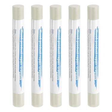 Imagem de HARFINGTON 5 peças de bastões de enchimento de madeira, cera de madeira, retoque de móveis, gizes de cera para reparo de madeira, linho branco