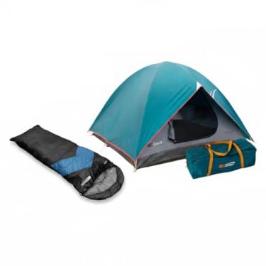 Imagem de NTK Kit Aventura Essential, Barraca Cherokee GT 3/4 Pessoas com Saco de Dormir Viper, Ideal para Camping e Trilhas, Verde e Preto