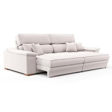 Imagem de Sofá 3 Lugares Retrátil e Reclinável Lupin Linho Cru 214 cm