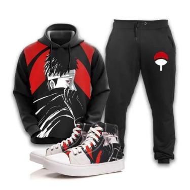 Imagem de Kit Conjunto De Moletom Naruto Anime Blusa Mais Calça E Tênis - Exo, P