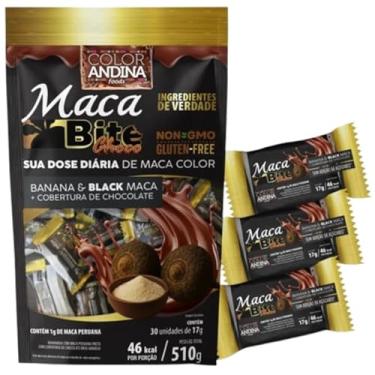 Imagem de Doce Fit Maca Bite Banana e Maca Black Cobertura Chocolate Zero Açúcar Adicionado Color Andina 30un