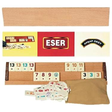 Imagem de Conjunto Hakan Turkish Okey Game Rummy Cube Game Rummy Cube com 4 prat