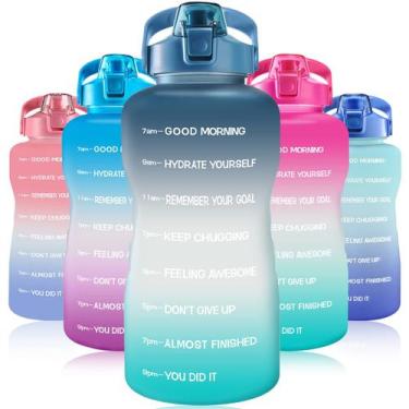 Imagem de Garrafa de água EYQ, galão à prova de vazamento de 3,8 L com canudo e 