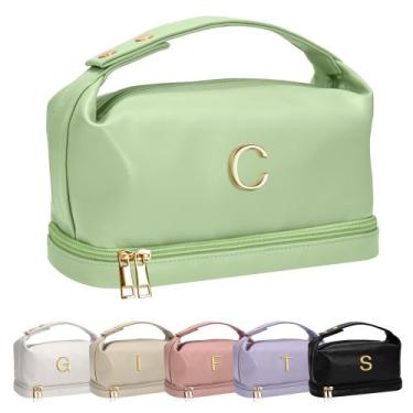 Imagem de Bolsa de maquiagem Vogewood Initial Double Layer com alça para meninas