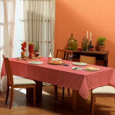 Imagem de Toalha De Mesa Retangular 1,40m X 2,10m Xadrez Teka Italianinha 6 Lugares Vermelho