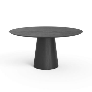 Imagem de Mesa De Jantar Redonda 160cm Scandi 8 Lugares Lamina Natural De Madeira Preto