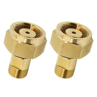 Imagem de Ebrmeiwo 2 peças CGA-520 B tanque acetileno para CGA-200 MC regulador de acetileno, adaptador de acetileno, latão