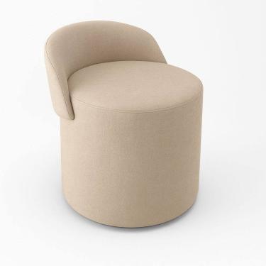 Imagem de Puff Encosto Redondo Linho Confortável Sala Quarto Moderno