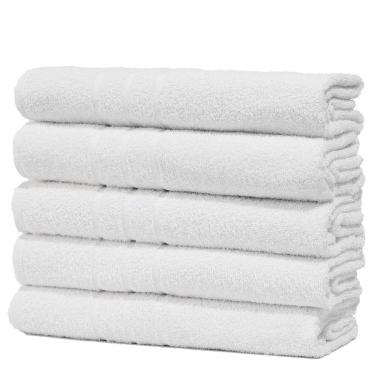 Imagem de Kit 5 Toalhas Para Salão De Beleza Rosto Felpuda Macia Prata - Branco