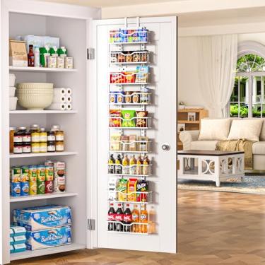 Imagem de Rack de armazenamento de 9 camadas, organizador de metal com cestos, prateleiras de despensa de cozinha, branco