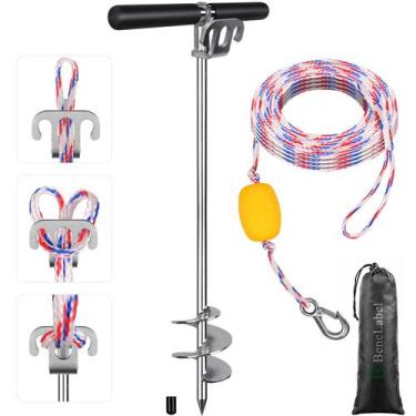 Imagem de Boat Sand Anchor BeneLabel, aço inoxidável de 91 cm com corda de 9,5 m