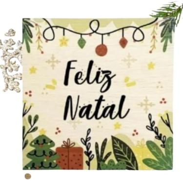 Imagem de Quadro de Natal Feliz Natal 19x19cm – Enfeite em Compensado para Decoração
