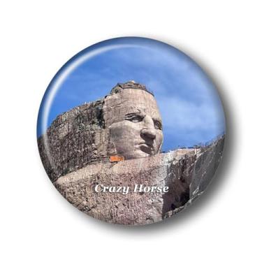 Imagem de South Dakota Crazyhorse Memorial Imã de Geladeira Adesivo Vidro Cristal 3D Ímãs de Geladeira Viagem Cidade Colecionável Lembrança Presentes Decoração de Geladeira