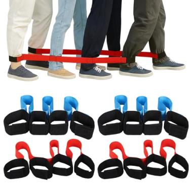 Imagem de 4 peças de equipamentos de jogos de construção de equipe, 4 alças ajustáveis de corrida de caminhada, adereços de jogo de coordenação de grupo para formação de equipe, dias de campo escolar