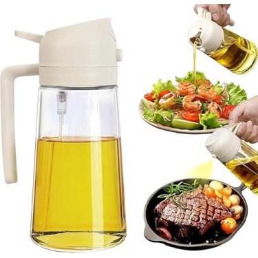 Imagem de Pulverizador de óleo para cozinhar – Garrafa de vidro de 473 ml com bocal de névoa fina – Ideal para azeite, fritadeiras a ar, saladas, grelhar e assar (branco cremoso)