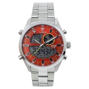 Imagem de Relógio Masculino de Aço Tuguir AnaDigi Infinity GCS-1265 Prata e Vermelho-Masculino