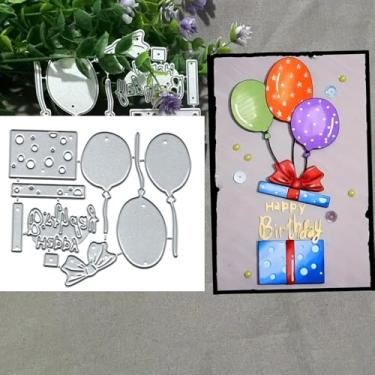 Imagem de Balões de Feliz Aniversário, Cortes de Metal, Estênceis de Corte de Metal, para Álbum de Scrapbook, Decorativo, Gravação de Papéis, Cartões