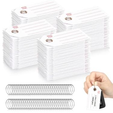Imagem de 1000 etiquetas de chave vermelhas com etiquetas etiquetas de papel branco com anéis 3,3 x 6,9 cm etiquetas de chaveiro para escrever em massa etiquetas de etiquetagem de bagagem para marcadores de