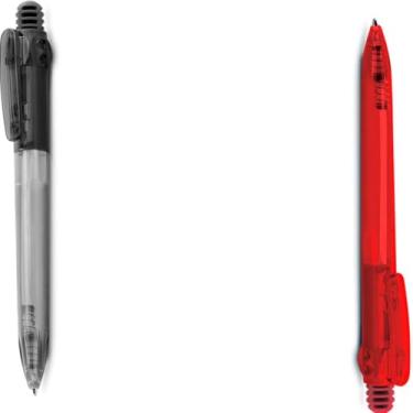 Imagem de Genérico Kit 2 Canetas Retráteis, Corpo em Papel Reciclado, Escrita Azul, com Grip Translúcido, 15cm x 3cm, para Escrita Geral (Preto e Vermelho)