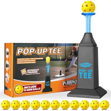 Imagem de Popper de camiseta portátil para beisebol e softbol, máquinas de arremesso de beisebol de altura de até 101,6 cm com 12 bolas para treino de swing sem um arremessador, rebatida, equipamento de