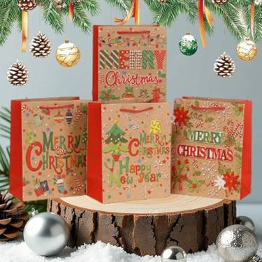 Imagem de 1 bolsa de compras de papel de Natal, bolsa de presente de festa de Natal, embalagem de biscoito doce, estilo 1 (23 x 18 x 10 cm)