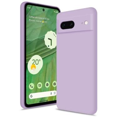 Imagem de Btstring Capa para Google Pixel 7, capa de silicone macio com proteção de câmera atualizada, capa fina à prova de choque com forro de microfibra antiarranhões, roxa