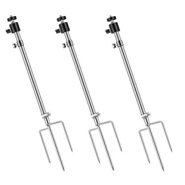 Imagem de Adfitjo Suporte Para Câmera De Trilha, Montagem No Solo, Conexão Rosca Universal Ajustável Em 360° 1/4''-20 (6 Mm), Dobrável Aço Inoxidável, Caça, Luz Pesca Noturna, Painéis Solares, Etc. (Pacote Co