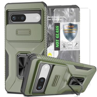 Imagem de Capa para Pixel 7, com capa de lente de câmera deslizante, protetor de tela HD, suporte de anel giratório de 360°, capa protetora à prova de choque de grau militar AYMECL para Google Pixel 7, verde