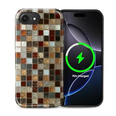 Imagem de Kapadiy Capa magnética para iPhone 16e, compatível com azulejo MagSafe Mosaico Elegante Design Colorido Híbrido Proteção Dupla Silicone + PC Rígido À Prova de Choque Capa de Corpo Inteiro para Homens