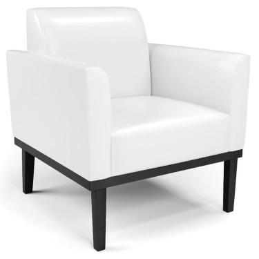 Imagem de Poltrona Decorativa Base Madeira Preto Maressa Sintético Pu Branco - Ibiza