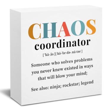 Imagem de Chaos Coordinator Gifts Office Decor Wooden Box Sign, Administrative Professional Day Gifts Thank You Gifts for Boss Coworker Teacher Nurse Decorative Office Desk Accessories Table Shelf Plate Sign