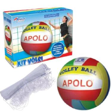 Imagem de Bola De Vôlei De Praia Com Rede Nylon 5M Quadra Ou Areia - Apolo Brinq