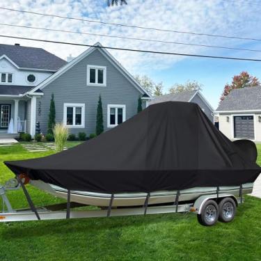 Imagem de Mionovity Capa de barco Wake Tower, 900D+600D Capa de barco resistente à prova d'água com torre, serve para barco de casco V com torre de esqui/wakeboard 7,6-8,2 m, preta