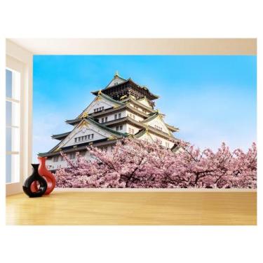 Imagem de Papel De Parede 3D Cidade Japão Castelo Flores 3,5M Ncd254 - Você Deco
