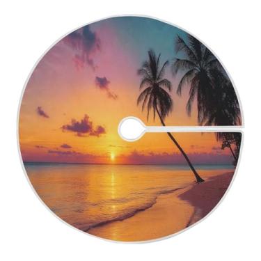 Imagem de Blueangle Saia de árvore de Natal de praia tropical de 120 cm - poliéster macio e resistente a rugas, decoração de férias para festas de Natal, árvore festiva e decoração de casa (578)