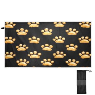 Imagem de ATTX Toalha de praia com estampa de pata de cachorro 79 x 188 cm - Cobertor de microfibra leve de secagem rápida e resistente à areia para piscina, ioga, academia e viagens | Esportes de banho de
