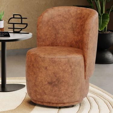 Imagem de Poltrona Orgânica Decorativa Living Molly Couríssimo Caramelo - Desk Design Cor Caramelo