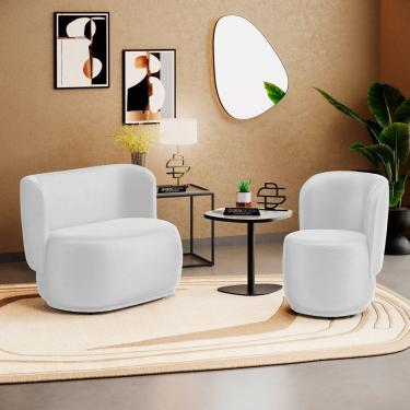 Imagem de Poltrona E Namoradeira Orgânica Molly Couríssimo Branco - Desk Design Cor Branco