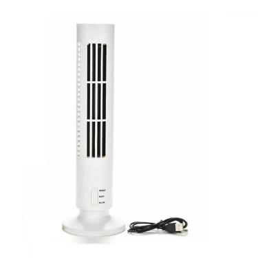 Imagem de Ventilador Torre Vertical Portatil Usb Mini Bivolt Compacto 2 Velocidades Mesa Escritorio Branco