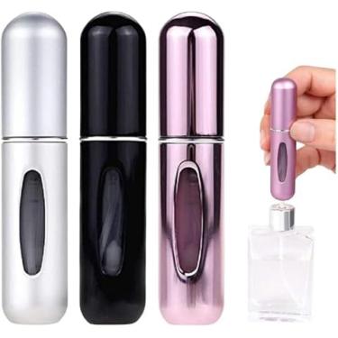 Imagem de Kit com 3 Unidades, Mini Frasco de Perfume Recarregável, Portátil com Borrifador Spray, 5ml, Design Compacto para Bolsa e Viagens, Cores Sortidas